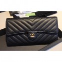 Chanel Chevron Flap Wallet Black 2018 AQ01955