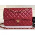 Chanel Classic Flap Medium Bag A1112 Red in Sheepskin Leather with Gold Hardware AQ01032