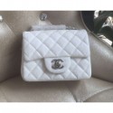 Chanel Classic Flap Mini Bag A1115 in Caviar Leather White with silver Hardware AQ03627