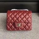 Chanel Classic Flap Mini Bag A1115 in Lambskin Leather Burgundy with Silver Hardware AQ01861