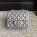 Chanel Classic Flap Mini Bag A1115 in Lambskin Leather Grey with Silver Hardware AQ04206