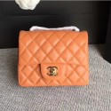 Chanel Classic Flap Mini Bag A1115 in Lambskin Leather Ochre with Golden Hardware AQ02301