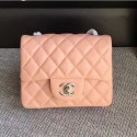 Chanel Classic Flap Mini Bag A1115 in Lambskin Leather Pink with Silver Hardware AQ01440