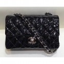 Chanel Classic Flap Small Bag A01116 Black in Patent Leather with Silver Hardware AQ02590