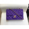 Chanel Classic Flap Small Bag A1116 purple in Patent Leather with gold Hardware AQ04207