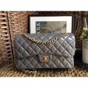 Chanel Classic jumbo Flap Bag 1113 gray in patent leather with gold Hardware AQ02100