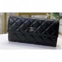 Chanel Classic Long Flap Wallet 31502 Lambskin Black AQ03691