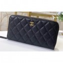 Chanel Classic Long Zipped Wallet 31507 Grained Calfskin Black/Gold AQ02263