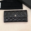 Chanel Classic Quilted Lambskin Flap Wallet A50096 Black/Silver Collection AQ02442