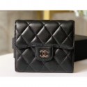 Chanel Classic Small Flap Wallet 31528 AP0231 Lambskin Black/Silver AQ03497