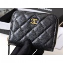 Chanel Classic Small Zipped Card Holder 60086 Grained Calfskin Black/Gold AQ01096