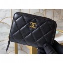 Chanel Classic Small Zipped Coin Purse 69272 Lambskin Black/Gold AQ01010