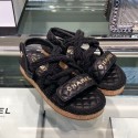 Chanel Cord Flat Sandals G34602 Black 2019 Collection AQ02564