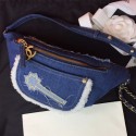 Chanel Cotton and Shearling Sheepskin Waist/Belt Bag Blue 2019 Collection AQ00887