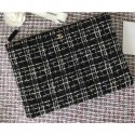 Chanel Cotton Tweed Classic Pouch Clutch Bag A82545 Black 2019 AQ01312