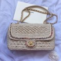 Chanel Crochet Colored Stripe Trim Medium Flap Bag White 2019 Collection AQ01417