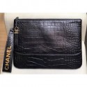 Chanel Crocodile Embossed Calfskin Gabrielle Pouch Clutch Small Bag A84287 Black 2019 AQ03577