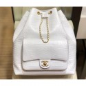 Chanel Crocodile Embossed Calfskin Large Backpack Bag AS0800 White 2019 AQ01788