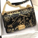 Chanel Crocodile Embossed Graffiti Leather Medium Boy Flap Bag A67086 Black 2019 Collection AQ02507