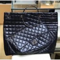 Chanel Crumpled Calfskin Quilting Large Shopping Bag Black 2019 AQ03421