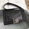 Chanel Crumpled Calfskin Small Boy Chanel Bag A67085 Black 2018(Silver-Tone Metal) Collection AQ01961