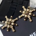 Chanel Crystal and Pearl Snowflake Stud Earrings AB2323 White/Black 2019 Collection AQ01883