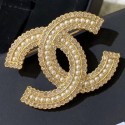 Chanel Crystal CC Brooch Gold/White 2019 Collection AQ01704