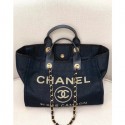 Chanel Deauville Lurex Canvas Large Shopping Bag A93786 Navy Blue/Gold 2019 Collection AQ01409