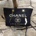 Chanel Deauville Lurex Canvas Medium Shopping Bag A93786 Navy Blue/Gold 2019 Collection AQ02903