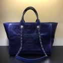 Chanel Deauville Vintage Waxed Calfskin Medium Shopping Bag Blue 2019 Collection AQ01647