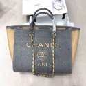 Chanel Deauville Wool Felt Medium/Large Shopping Bag A93786 Gray/Beige 2019 Collection AQ03212