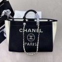 Chanel Deauville Wool Felt Medium Shopping Bag A93786 Black 2019 Collection AQ02436