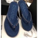 Chanel Denim Chain Thong Sandals Dark Blue 2020 AQ01123