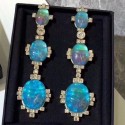 Chanel Enamel Long Earrings AB2095 Gold/Blue/Crystal 2019 Collection AQ01239