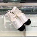 Chanel Fabric and Leather Slingback Lace-up Espadrilles Silver/Black 2019 Collection AQ00626