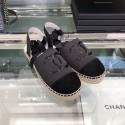 Chanel Fabric Slingback Lace-up Espadrilles Dark Gray 2019 Collection AQ01224