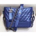 Chanel Glittered Aged Calfskin Gabrielle Small Hobo Bag A91810 Chevron Blue 2019 AQ03609