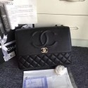 Chanel Grained Calfskin & Silver-Tone Metal A91869 Black AQ01009