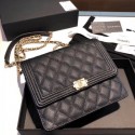 Chanel Grained Calfskin Boy Square Wallet on Chain WOC Black 2018 Collection AQ00827