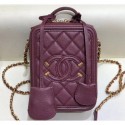 Chanel Grained Calfskin CC Filigree Vanity Case Bag AS0988 Burgundy 2019 AQ02684