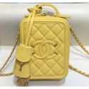 Chanel Grained Calfskin CC Filigree Vanity Case Bag AS0988 Yellow 2019 AQ00857