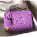 Chanel Grained Calfskin Medium Vanity Case Bag A93343 Purple 2019 Collection AQ03881