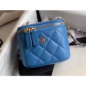 Chanel Grained Calfskin Mini Vanity with Classic Chain Bag AP1340 Blue 2020 AQ04110