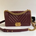 Chanel Grained Chevron Calfskin Medium Boy Flap Bag Burgundy 2020 Collection AQ03665