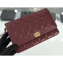 Chanel Grained Leather Boy Wallet On Chain WOC Bag A80287 Burgundy/Gold AQ02593