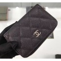 Chanel Grained Leather Classic Zipped Card Holder A69271 Black/Silver AQ02848