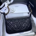 Chanel Grained Leather Hobo Bag B01960 Black 2020 Collection AQ02477