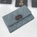 Chanel Grained Leather Small Flap Boy Wallet A80603 Light Green 2019 Collection AQ01842