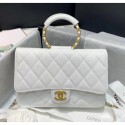 Chanel Grainy Calfskin Wallet on Chain With Round Handle AP1177 White 2020 Collection AQ03649