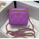 Chanel Grainy Leather Mini Vanity with Classic Chain AP1340 Purple 2020 Collection AQ04194